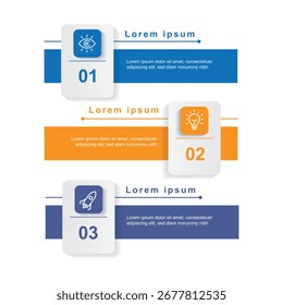 O elemento de vetor infográfico do modelo do projeto com o processo de 3 etapas pode ser usado para o layout do fluxo de trabalho, as informações de negócios, os dados da apresentação, as informações do diagrama e o projeto gráfico da Web 