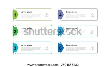 Design template infographic vector element with 6 step process suitable for business information and web presentation