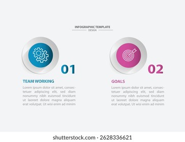 Design template infographic, vector layout with 2 step process. Banner information graphic.