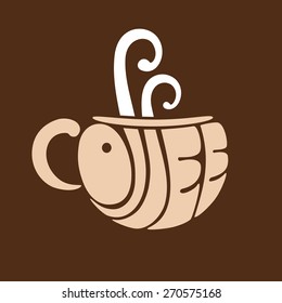 Design template. Inscription "Coffee" in a form of coffee cup. Can be used as poster, label or menu cover.