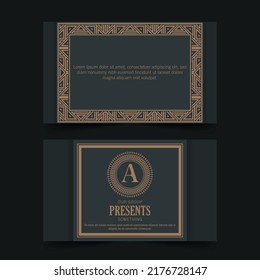 diseño, plantilla, invitación, banner, patrón, vintage, fondo, vector, logo, ilustración, set, oro, borde, decorativo, volante, papel de pared, cubierta, geométrica, folleto, negro, presentación, nombre