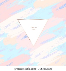 Design template. Invitation to a company event. Corporate card. Brush strokes in gentle pastel colors. 