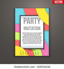 Design of template Invitation flyer or presentation. Abstract flat background, layout in A4 size. Vector Illustration.