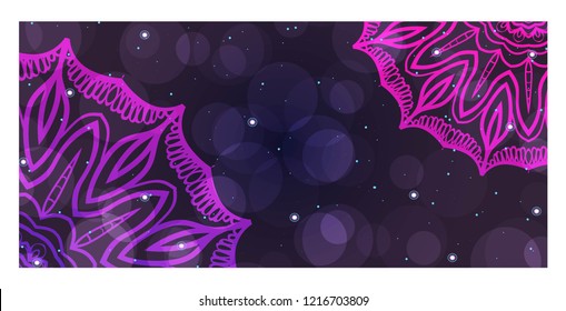 Design Template Invitations, Flyers for a Yoga Studio with Floral Mandala Pattern. Vector