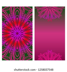 Design Template Invitations, Flyers for a Yoga Studio with Floral Mandala Pattern. Vector.