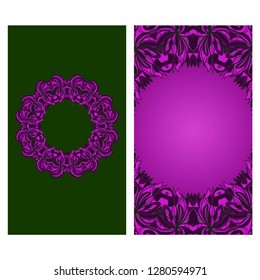 Design Template Invitations, Flyers for a Yoga Studio with Floral Mandala Pattern. Vector.