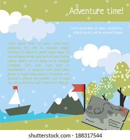 design template for kids with map and tree, vector illustration