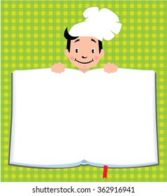 Design template for Kids Menu with funny cook boy 