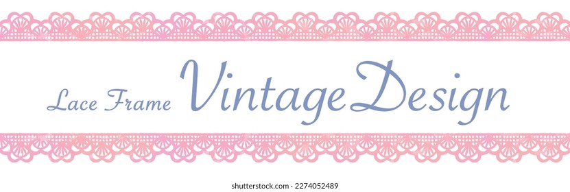 Design template with lace ribbon border. Watercolor. Vector illustration.