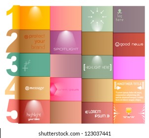 design template, layout with numbers and various design elements