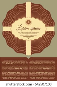 Design of a template of the leaflet. Circular vintage ornament. Vector illustration.