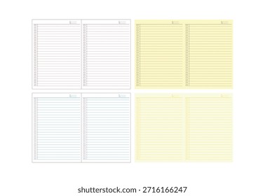 Design template for lined paper printable book size with four color. for person activities report