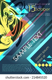 Design template with lioness and place for text. Festival poster