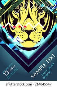 Design template with lioness and place for text. Festival poster