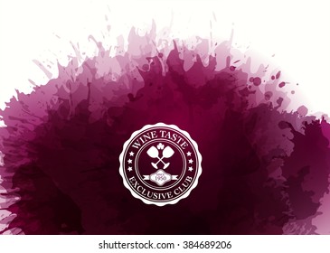 Design template list, wine tasting, invitation or cover. Background with wine stains, expressive texture. Idea for your design. Vector
