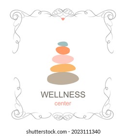 Design template logo with color natural stones for wellness, spa salon, Thai massage.