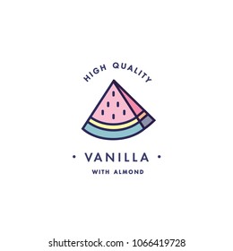 Design template logo and emblem - taste and liquid for vape - watermelon. Logo in trendy linear style