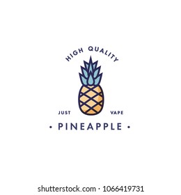 Design template logo and emblem - taste and liquid for vape - pineapple. Logo in trendy linear style