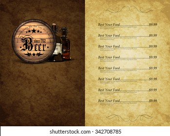 design template menu beer restaurant in retro style
