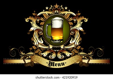 design template menu beer restaurant on a black background