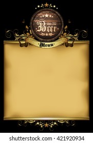design template menu beer restaurant on a black background