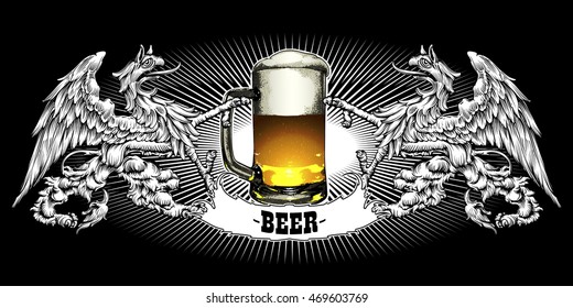 design template menu beer restaurant on a black background