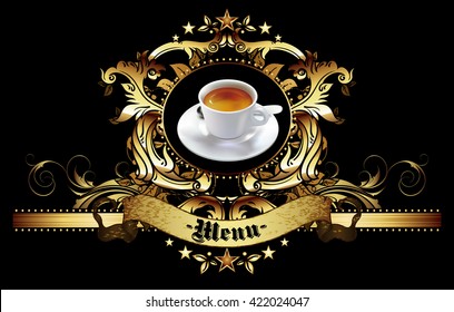 design template menu coffee shop on a black background