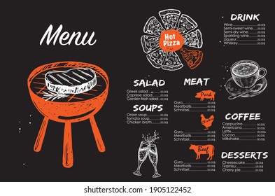 Design template Menu, Vector hand-drawn illustration.	
