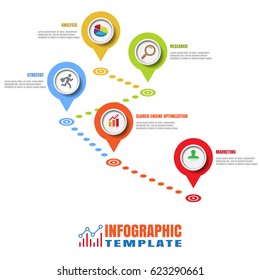 Design template, Modern Infographic process timeline. Vector illustration