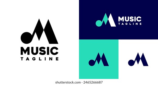 Design template of music note logo combined with initials M, studio, arrangement, tone, instrument.
Symbol icon, vector EPS 10.