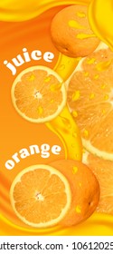 Design template natural orange juice label. Vector illustration.