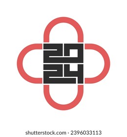 Design template for new 2024 year text. Vector illustration