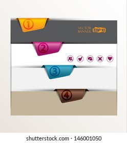 Design template with numbered banners for graphic or website
