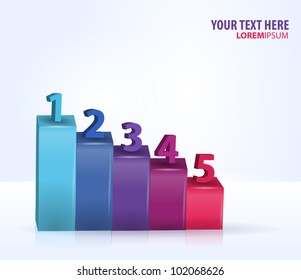 Design template numbered banners. Vertical volume diagram, chart
