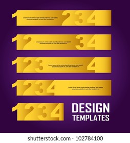 design template with numbers over purple background. vector