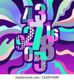 Design template with numbers and patterns for presentations, lectures, video conferences, posters.