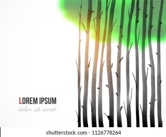 Design template with orest trees on white background. 