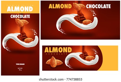 design template package chocolate milk tongue with almond