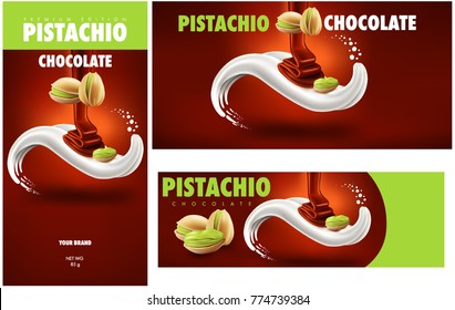 design template package chocolate milk tongue with pistachio