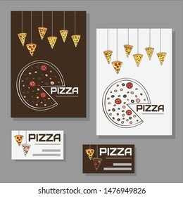 Design template for pizzeria. May be suitable for posters, signage.