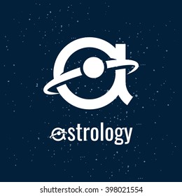 Design Template Of Planet. Astrology Logo. Logo For Observatory. Letter A Logo Template.