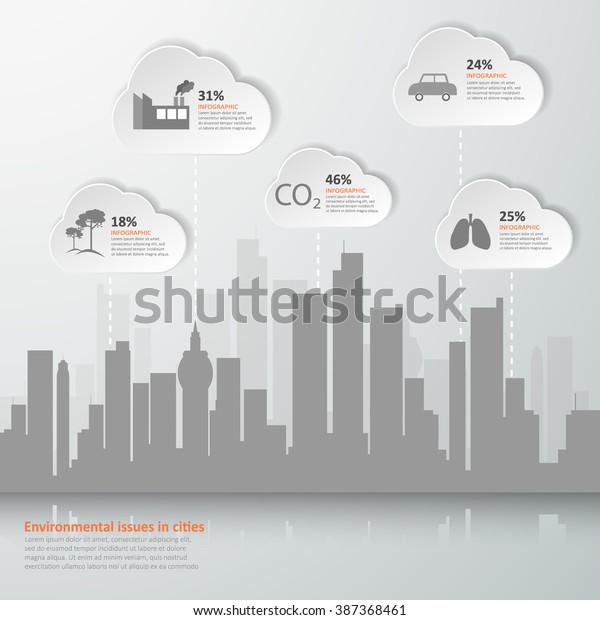 Design
template of pollution in city, vector
illustration