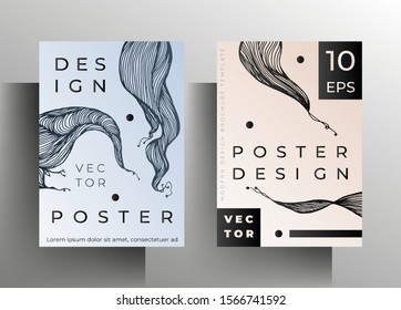 Design template poster, cover. A4 format. Hand-drawn graphic elements on a gentle light background. Vector 10 EPS.