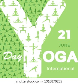 Design template for poster, cover, invitation, greeting card, banner  for an international day of yoga. vector illustration