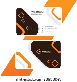 Design template for presentation. Personal business card design with golden color