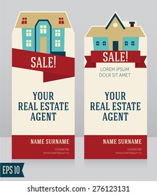 design template for real estate agent business card, vector illustration