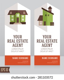 design template for real estate agent business card, vector illustration