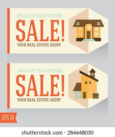 design template for real estate agent business card, vector illustration