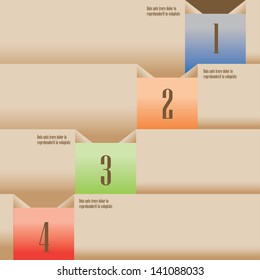 Design template in retro colors.Vector paper numbered banners