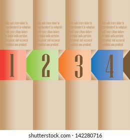 Design template in retro colors.Vector paper numbered banners